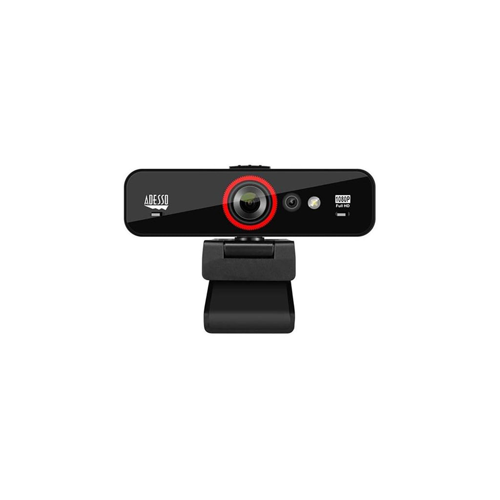 Adesso - 1080P HD Webcam, Dual Integrated Microphone, Facial Recognition, Black - - Mounts For Less