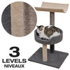 Animooos - 3-Tier Carpeted Cat Tree, 30" Height, Gray and Beige - - Mounts For Less