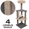 Animooos - 4-Tier Carpeted Cat Tree, 46" Height, Gray and Beige - - Mounts For Less
