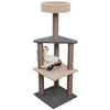 Animooos - 4-Tier Carpeted Cat Tree, 46" Height, Gray and Beige - - Mounts For Less