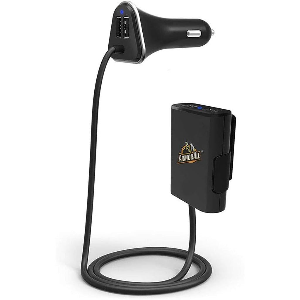 ArmorAll - 4-Port USB Car Charger, Quick Charge, Black - - Mounts For Less