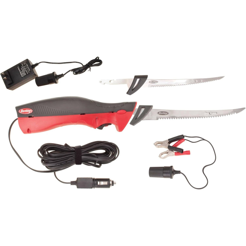 Berkley - Electric Fillet Knife, 6 and 8 inch Stainless Steel Blades, Red - - Mounts For Less