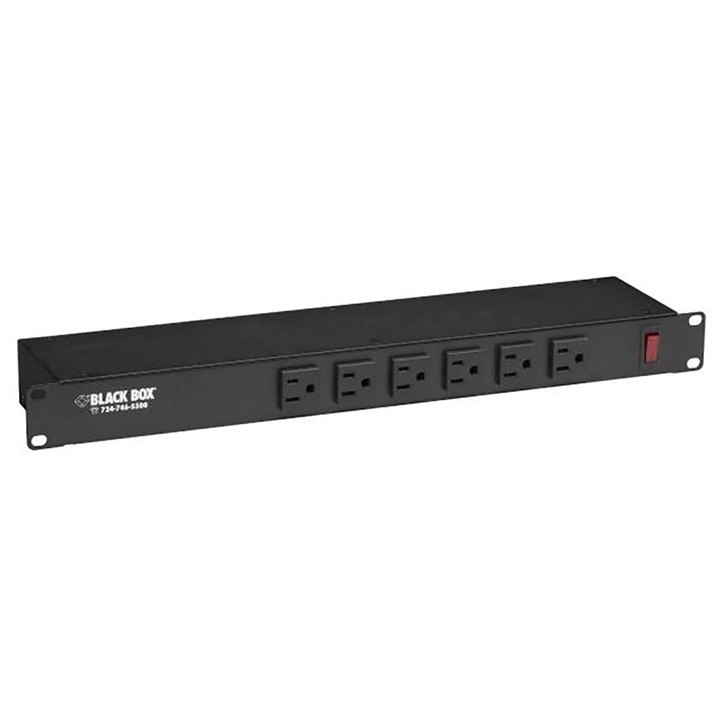 Black Box - 6-Socket Power Strip Rack Mountable, 6-Foot Cord, Black - - Mounts For Less