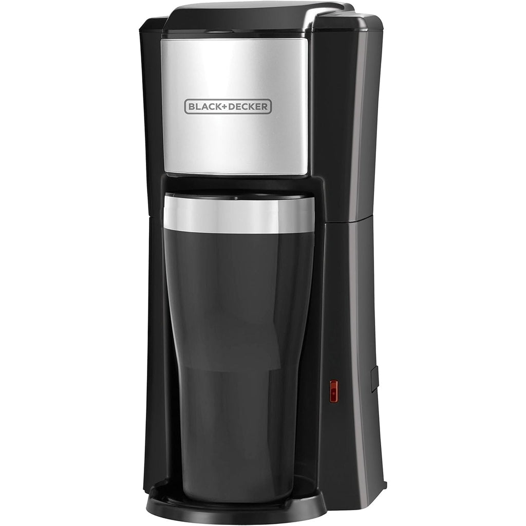 Black + Decker - Single-Serve Coffee Maker for Ground Coffee or Pods, Includes Insulated Cup, Black - - Mounts For Less