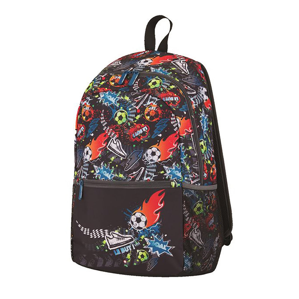 BondStreet - Backpack with Padded Adjustable Shoulder Straps and Storage Pockets, Soccer Pattern - - Mounts For Less
