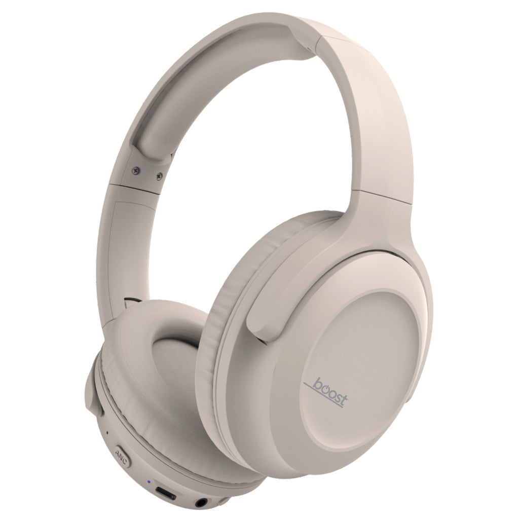 Boost - Wireless Headphones, Active Noise Cancelling, Built-in Microphone, Beige - - Mounts For Less
