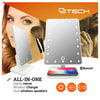 CJ Tech - Standing Mirror with LED Lighting, Bluetooth Speakers and Built-in Wireless Charger, White - - Mounts For Less