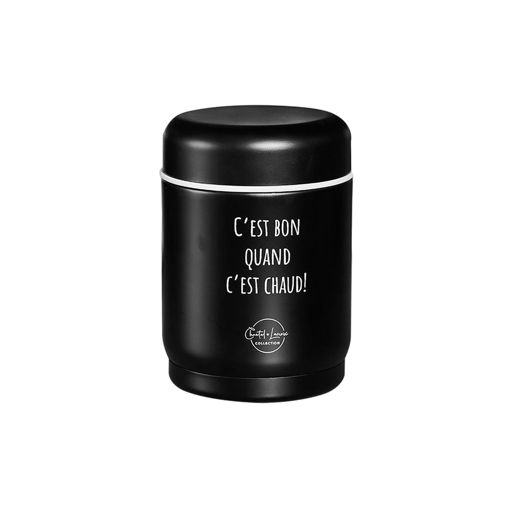 Chantal Lacroix - “C'est bon quand c'est chaud” Stainless Steel Thermos, 12oz Capacity, Black - - Mounts For Less