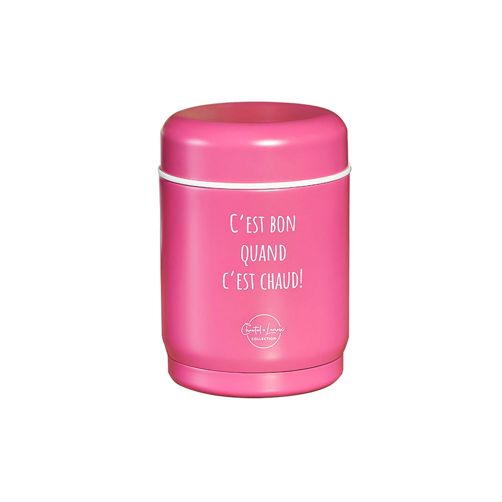 Chantal Lacroix - “C'est bon quand c'est chaud” Stainless Steel Thermos, 12oz Capacity, Pink - - Mounts For Less
