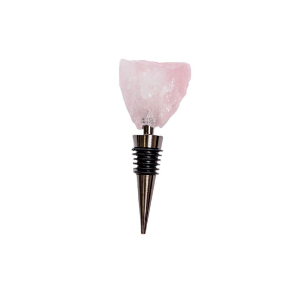 Chantal Lacroix - “Happiness” Rose Quartz Wine Stopper in Stainless Steel - - Mounts For Less