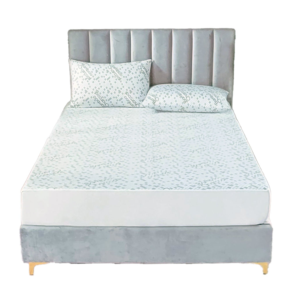 Cotton House - Charcoal Infused Mattress Protector, Waterproof, Double Size, White - - Mounts For Less