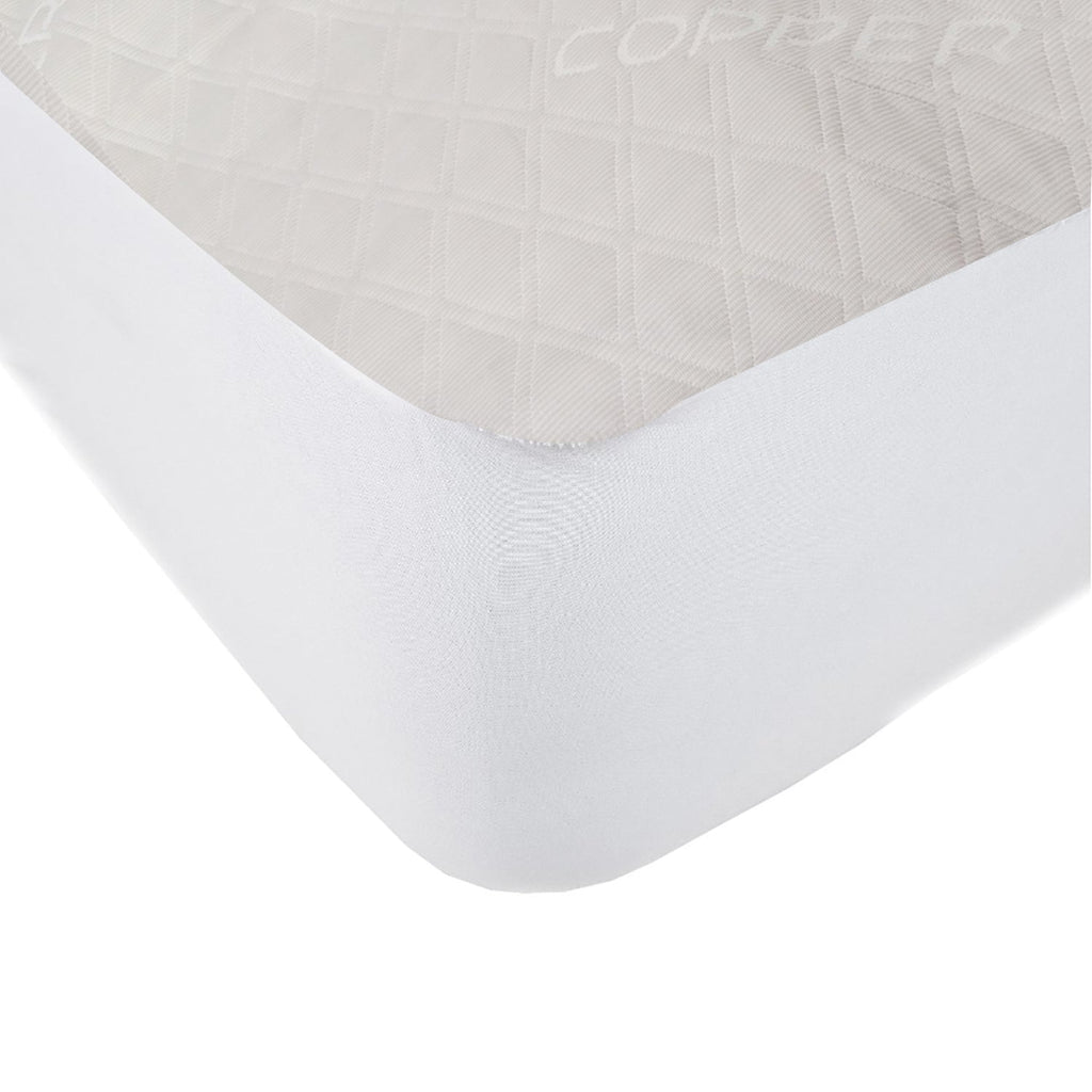 Cotton House - Copper Infused Mattress Protector, Hypoallergenic, Twin Size, Beige - - Mounts For Less
