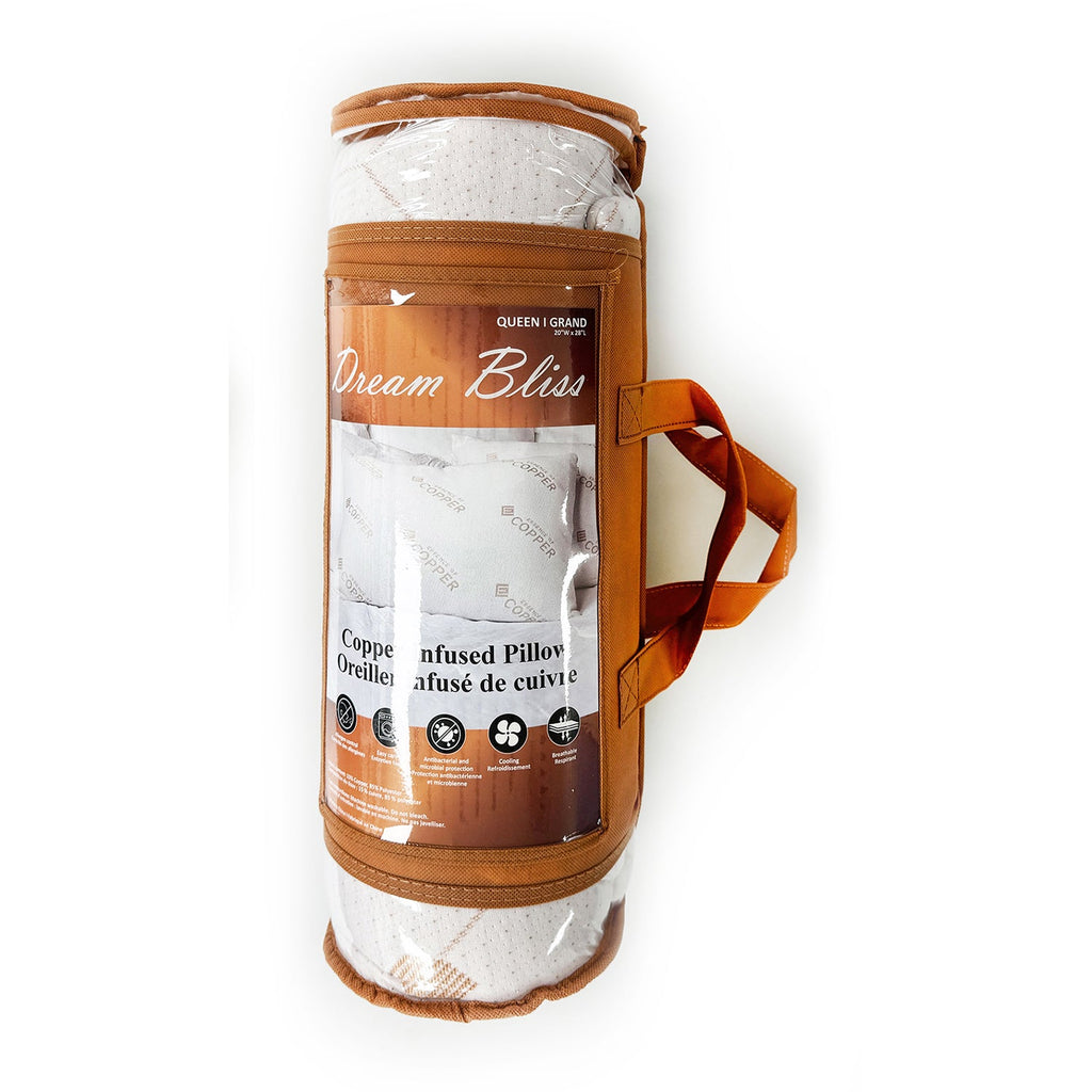 Cotton House - Copper Infused Pillow, Breathable, Machine Washable, Queen Size - - Mounts For Less