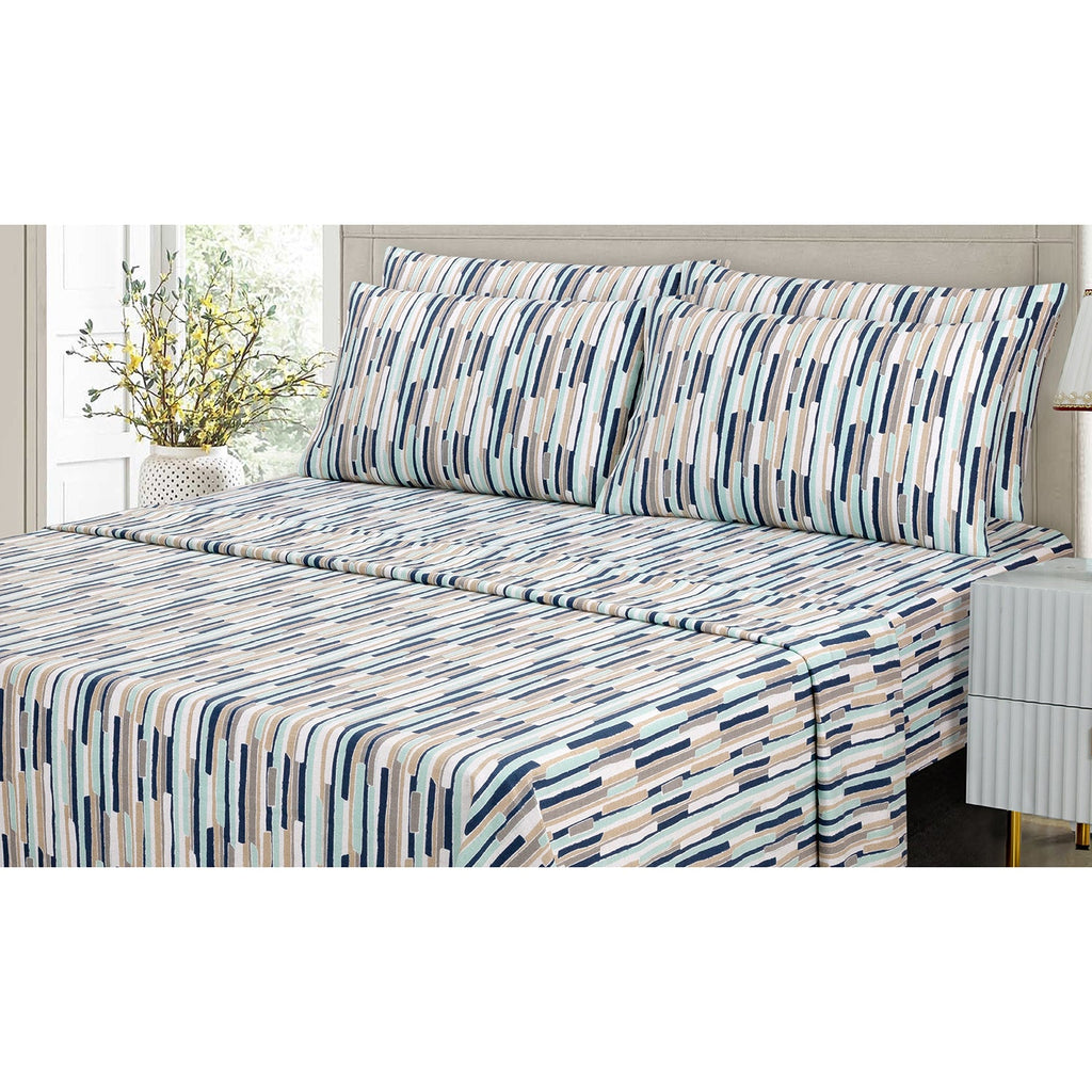 Cotton House - Flannel Sheet Set, 100% Cotton, Rain Design (4 Sizes Available) - - Mounts For Less