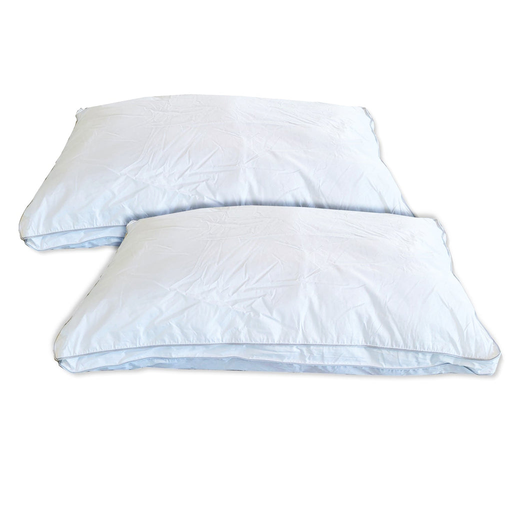 Cotton House - Set of Two Pillows, Microfiber Gel, 100% Egyptian Cotton Cover, Queen Size, Made in Canada - - Mounts For Less