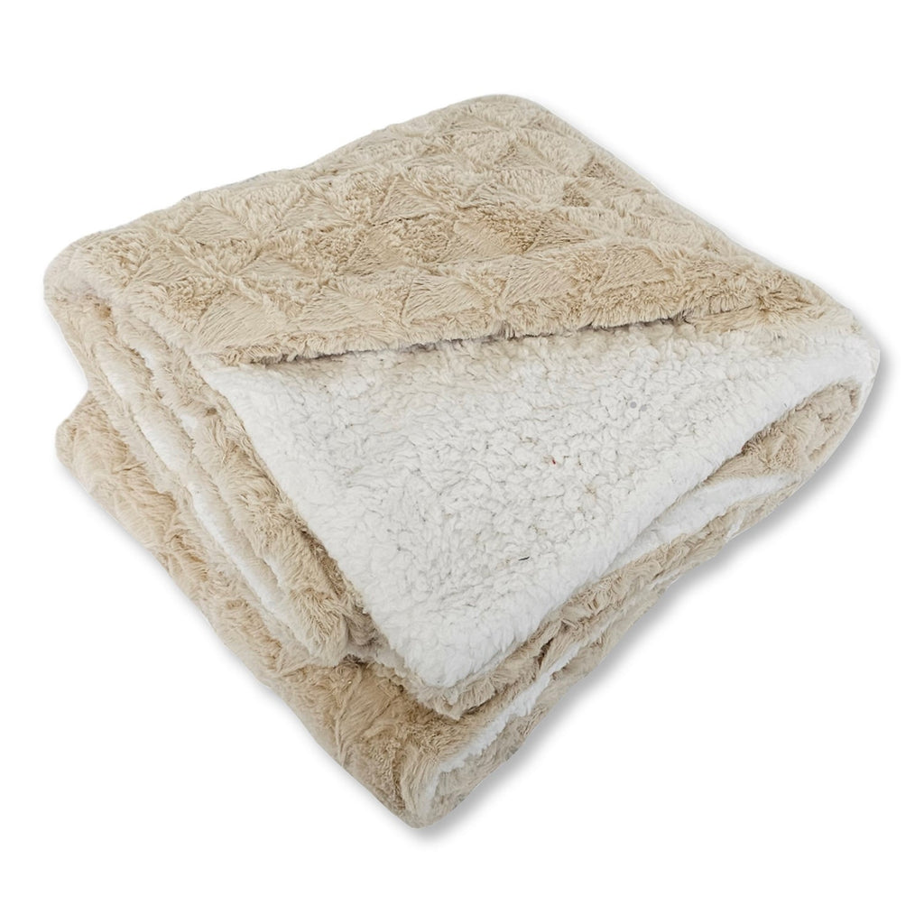 Cotton House - Ultra-Soft Faux Fur Sherpa Blanket, Twin Size, Beige - - Mounts For Less