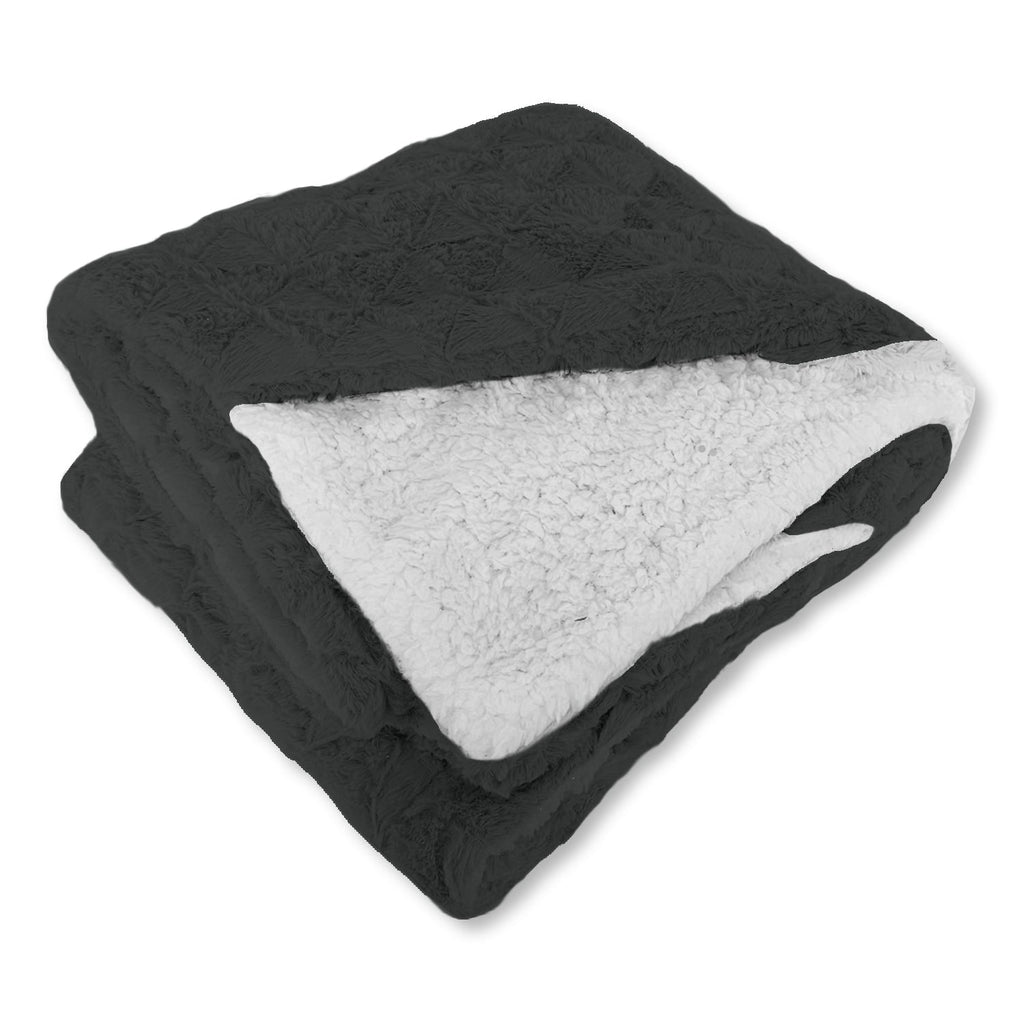 Cotton House - Ultra-Soft Faux Fur Sherpa Blanket, Twin Size, Dark Grey - - Mounts For Less