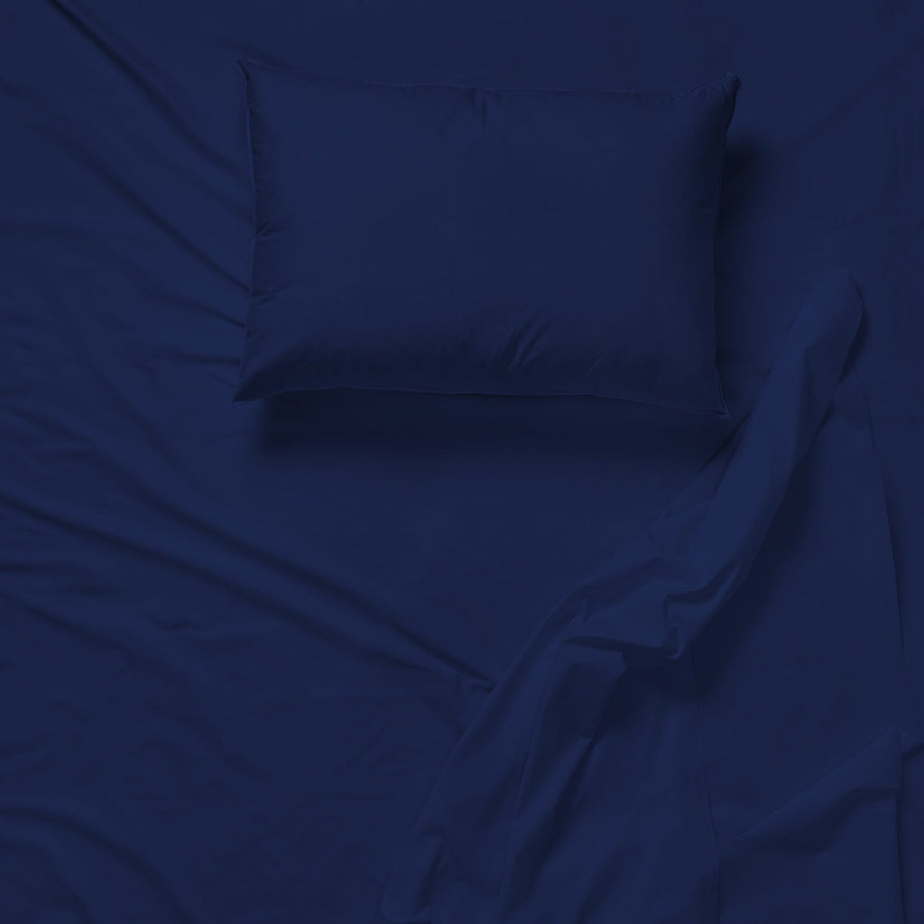 Cotton House - Wrinkle-Free Microfiber Sheet Set, Twin Size, Dark Blue - - Mounts For Less