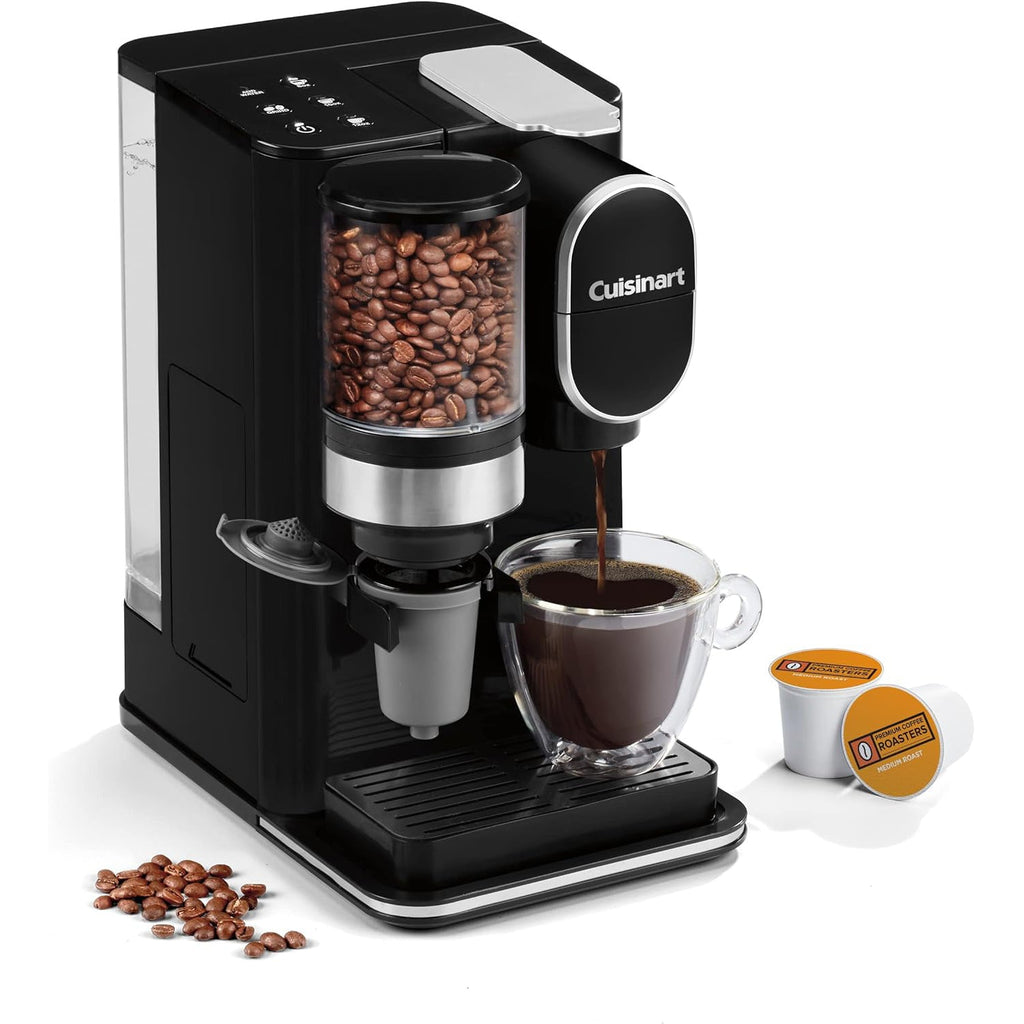 Cuisinart - Single Serve Coffee Maker with Built-in Grinder, Compatible with Single-Cup Pod, Black - - Mounts For Less