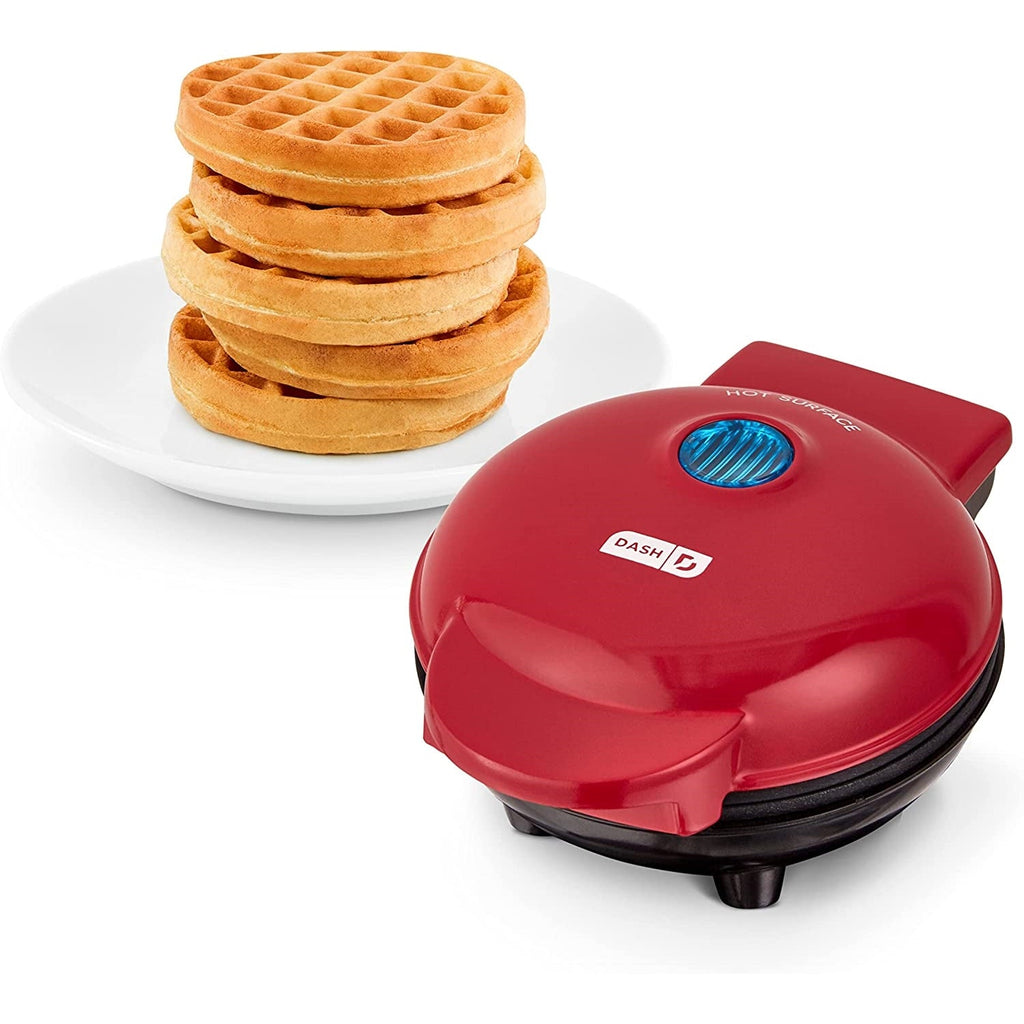 DASH - Mini Waffle Maker for Individual Waffles, 4" Diameter, Non-Stick Surface, Red - - Mounts For Less