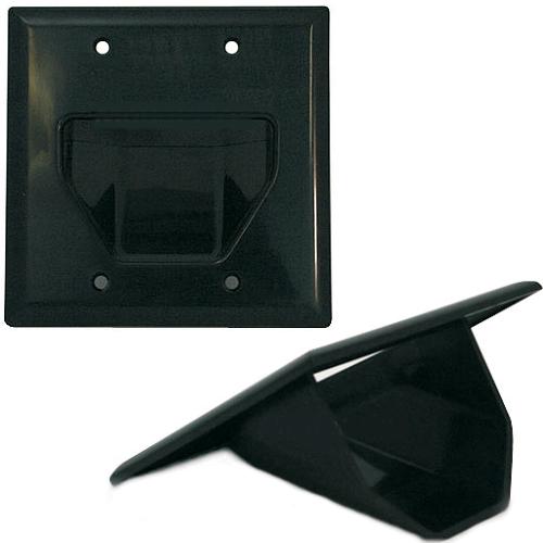 DataComm Pass-thru Wallplate for any cables DOUBLE black INT - - Mounts For Less