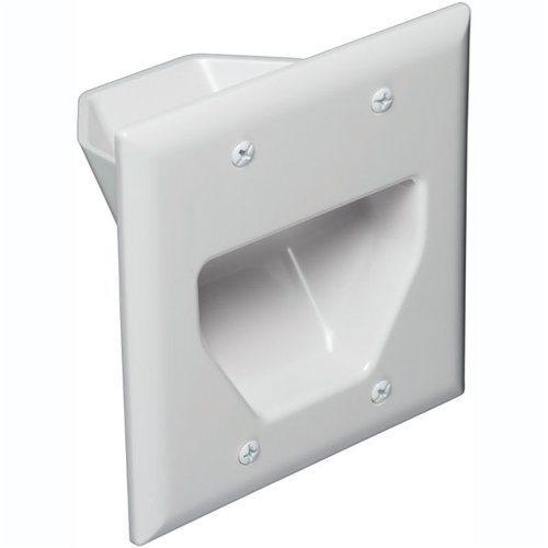 DataComm Pass-thru Wallplate for any cables DOUBLE white INT - - Mounts For Less