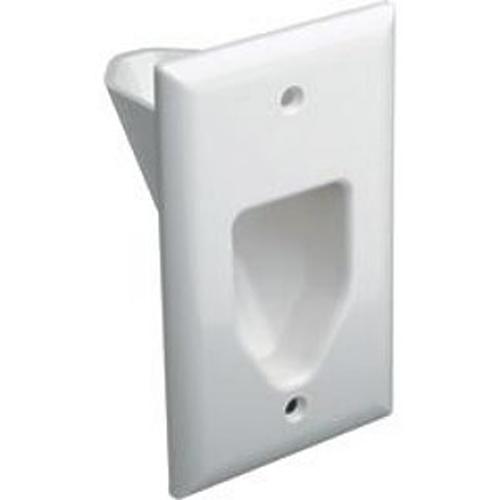DataComm Pass-thru Wallplate for any cables SINGLE white inside wall - - Mounts For Less