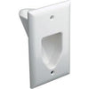 DataComm Pass-thru Wallplate for any cables SINGLE white inside wall - - Mounts For Less