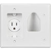 DataComm Recessed Low Voltage Media Plate with power outlet - White - - Mounts For Less