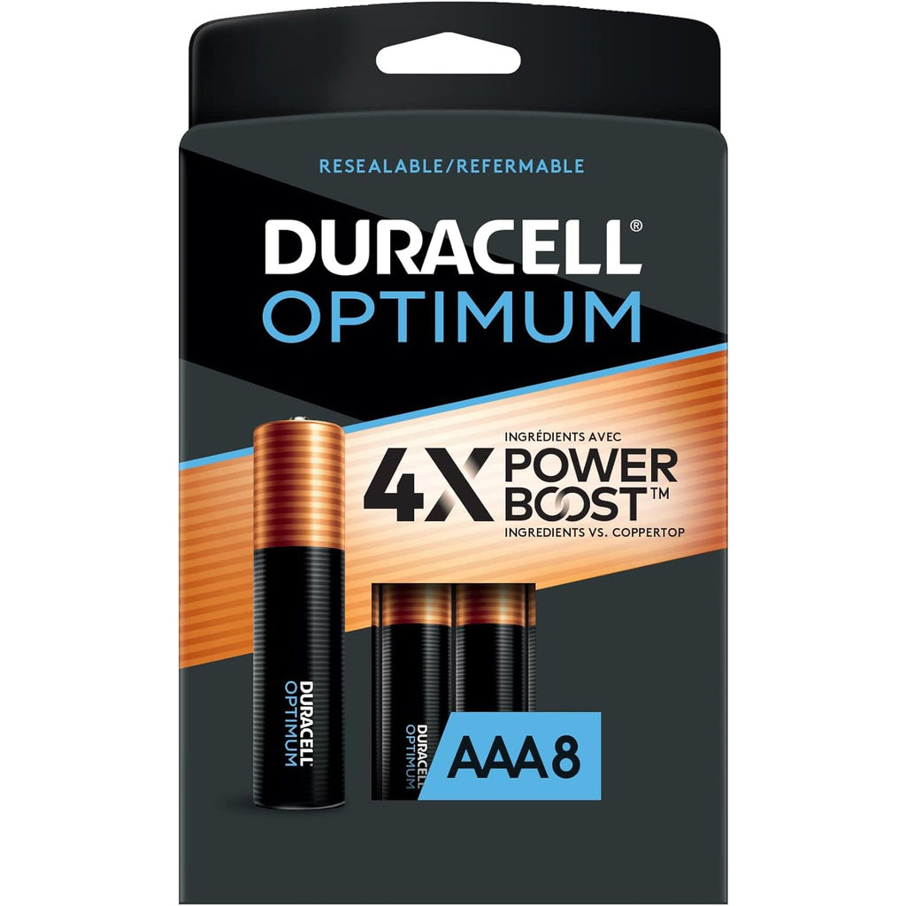 Duracell Optimum - Pack of 8 Long Life AAA Batteries, Resealable Packaging - - Mounts For Less