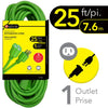 Elink - 1 Outlet Outdoor Electrical Extension Cord, 25 Feet Length, Green - - Mounts For Less