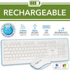 Elink KBR630 - Wireless Keyboard and Mouse Set, Rechargeable, 2.4GHz, White - - Mounts For Less