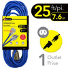Elink - Outdoor Extension Cord with Power Indicator Light, 25 Feet Length, Blue - - Mounts For Less
