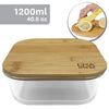 EraWare - Set of 2 Borosilicate Glass Container, Bamboo Lid, Oven Safe, 1200ml - - Mounts For Less