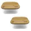 EraWare - Set of 2 Borosilicate Glass Container, Bamboo Lid, Oven Safe, 1200ml - - Mounts For Less