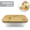 EraWare - Set of 2 Borosilicate Glass Dishes, Bamboo Lid, Oven Safe, 1040ml - - Mounts For Less