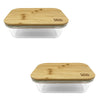 EraWare - Set of 2 Borosilicate Glass Dishes, Bamboo Lid, Oven Safe, 1040ml - - Mounts For Less