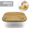 EraWare - Set of 3 Borosilicate Glass Container, Bamboo Lid, Oven Safe, 800ml - - Mounts For Less
