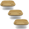 EraWare - Set of 3 Borosilicate Glass Container, Bamboo Lid, Oven Safe, 800ml - - Mounts For Less