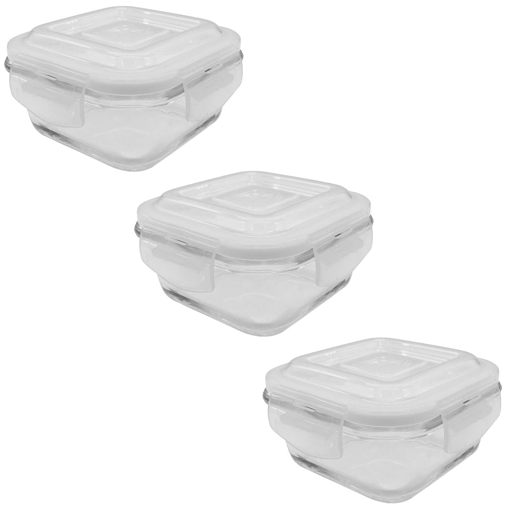 EraWare - Set of 3 Borosilicate Glass Containers, Airtight and Leak-proof, Oven Safe, 320 ml - - Mounts For Less