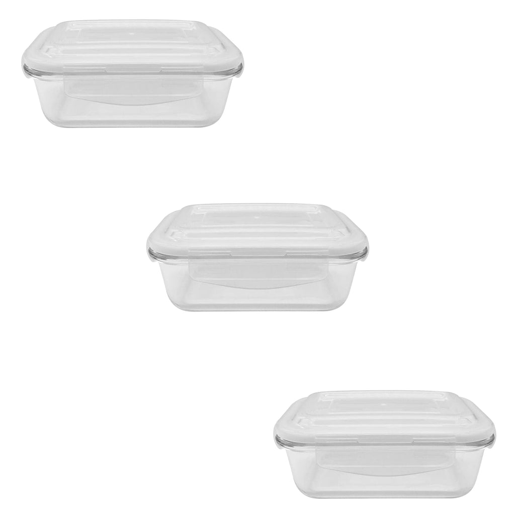 EraWare - Set of 3 Borosilicate Glass Containers, Airtight and Leak-proof, Oven Safe, 370 ml - - Mounts For Less