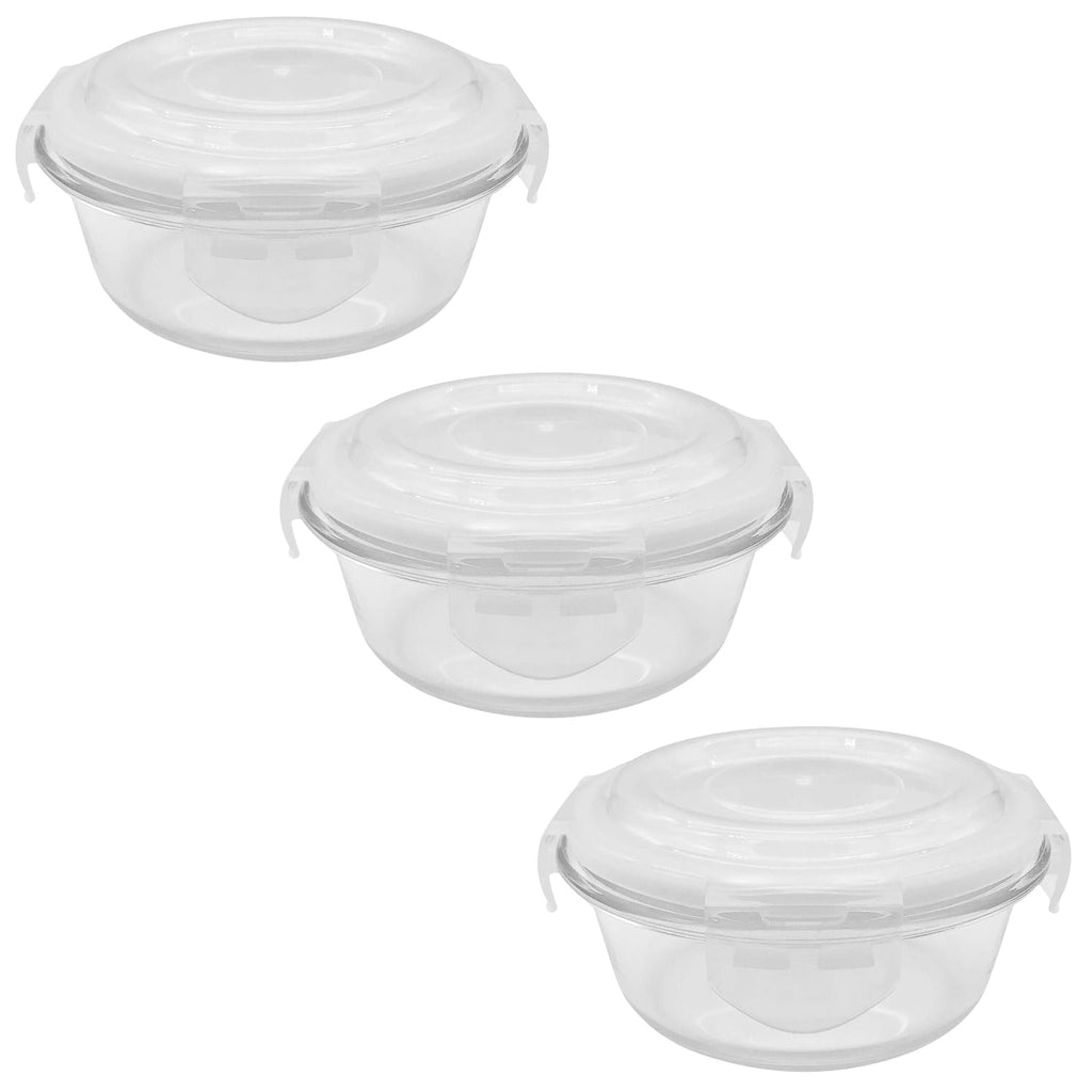 EraWare - Set of 3 Borosilicate Glass Containers, Airtight and Leak-proof, Oven Safe, 400 ml - - Mounts For Less