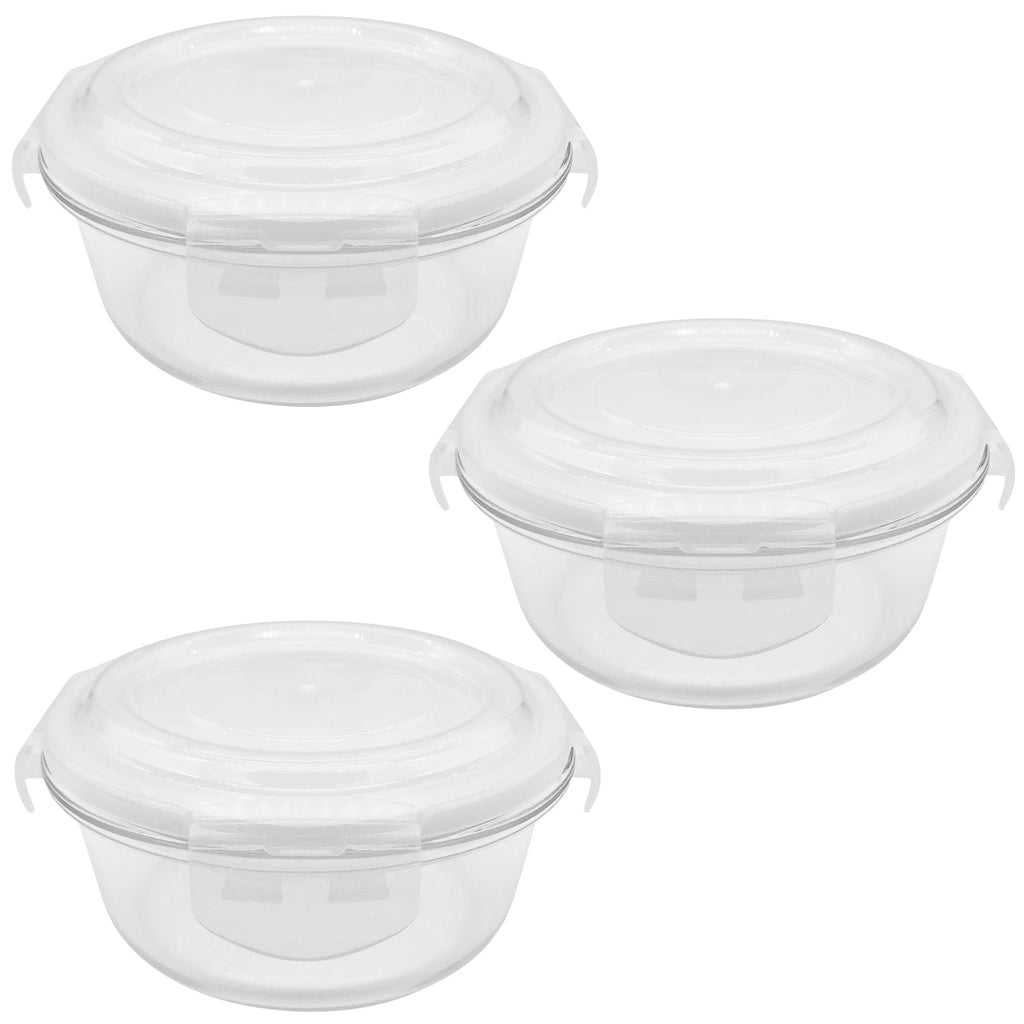 EraWare - Set of 3 Borosilicate Glass Containers, Airtight and Leak-proof, Oven Safe, 620 ml - - Mounts For Less