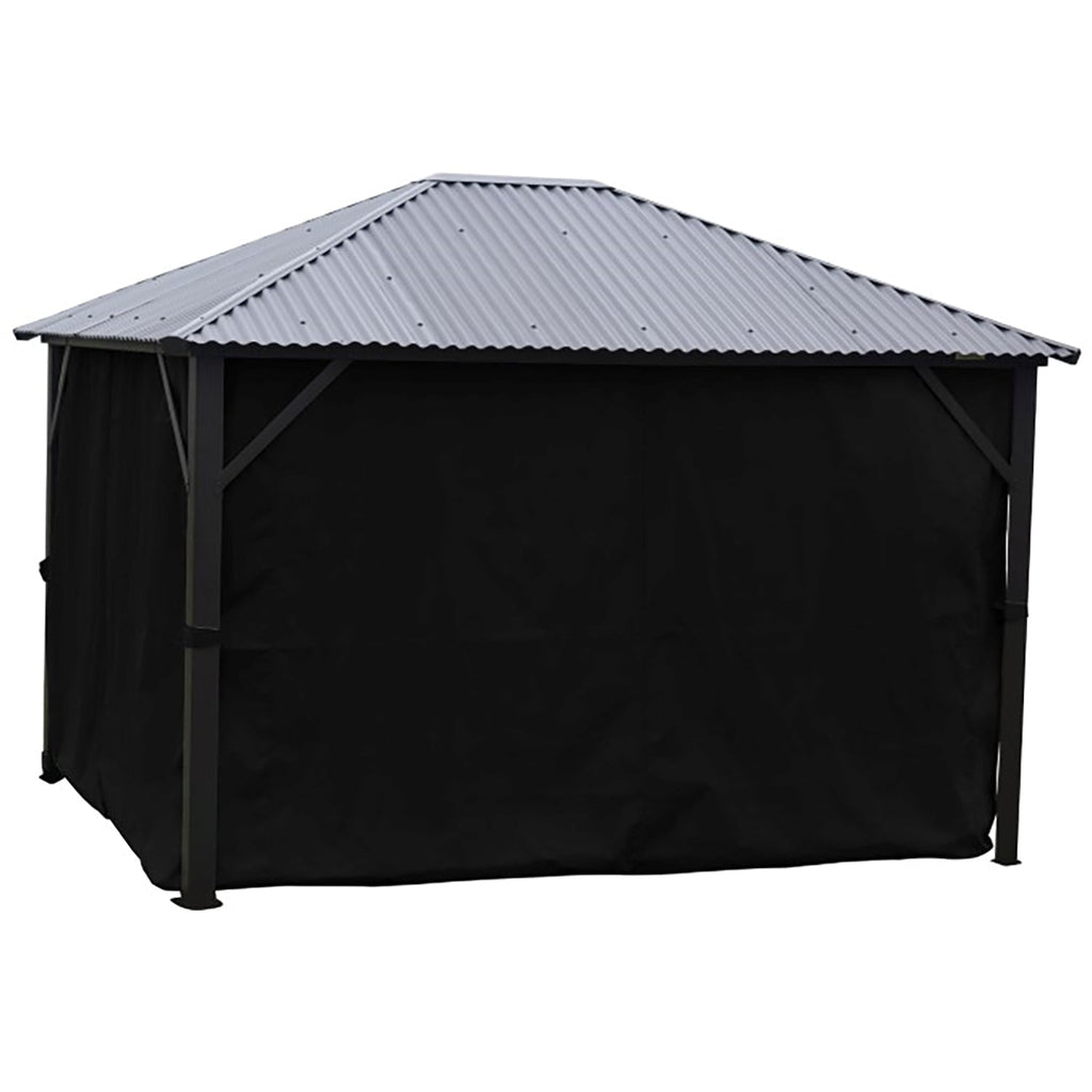F. Corriveau International - Curtain for Gazebo 12' x 16', Water Resistant, Black - - Mounts For Less