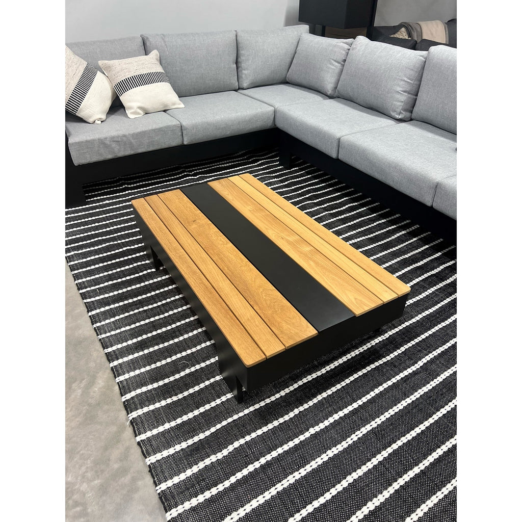 F. Corriveau International - Graphite Striped Rug, Indoor/Outdoor, 5' x 7' - - Mounts For Less