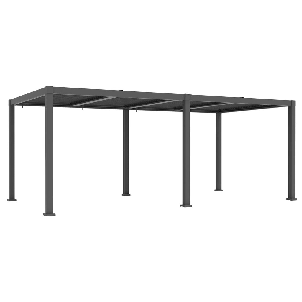 F. Corriveau International - Melia Adjustable Louvered Aluminum Pergola, 10'x19', Black - - Mounts For Less