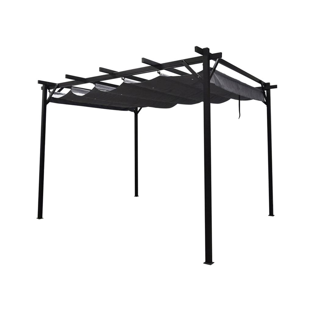 F. Corriveau International - Pergola Sans Luis 10' x 12' with Retractable Roof, Black - - Mounts For Less