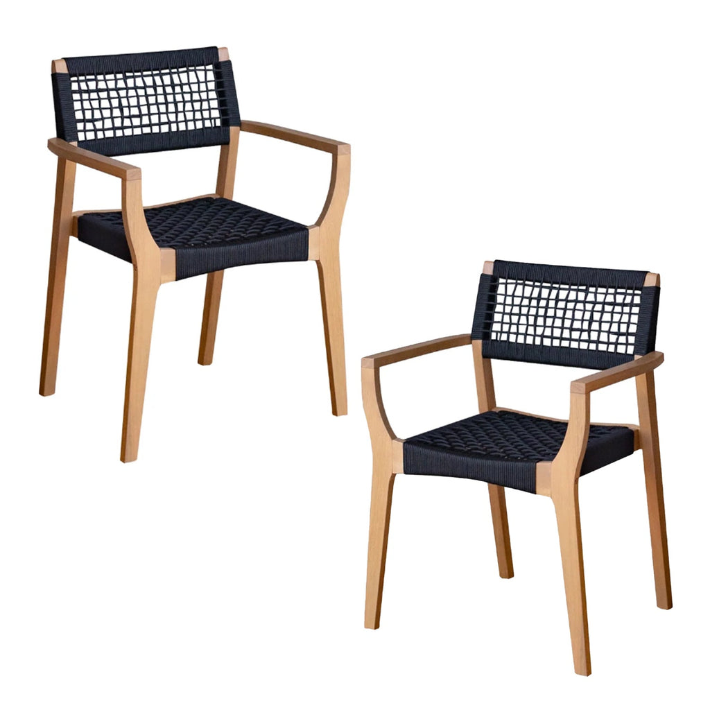F. Corriveau International - Set of 2 Maui Outdoor Dining Chairs, Acacia Wood Frame - - Mounts For Less