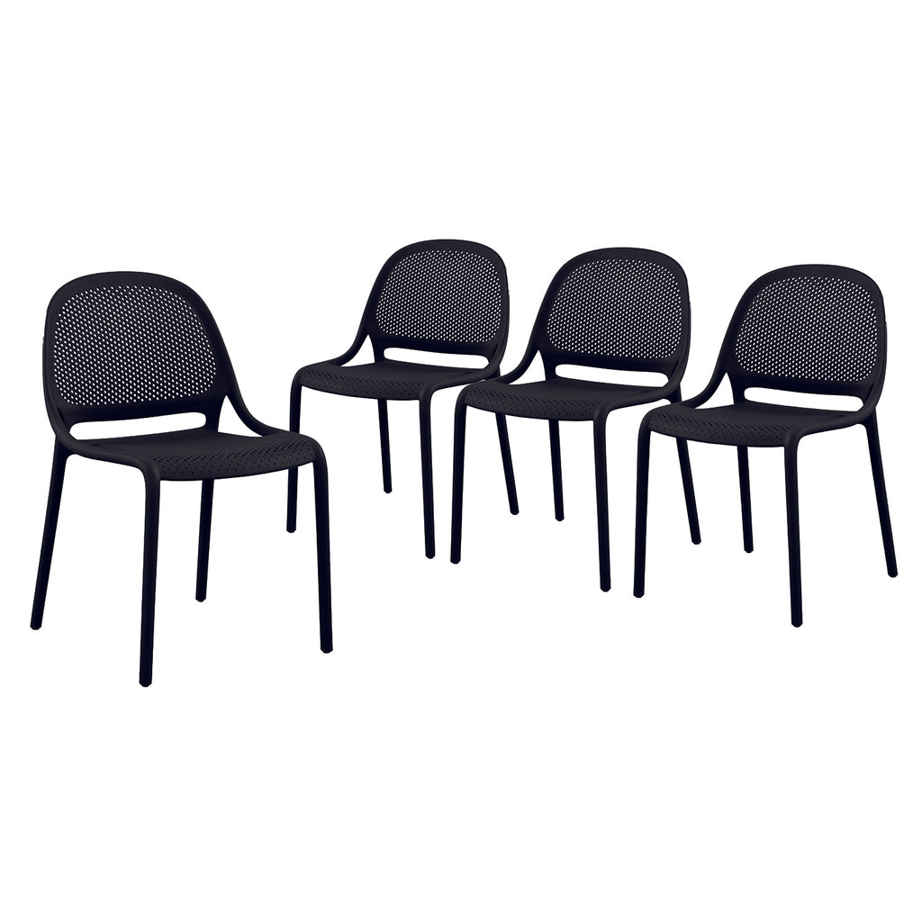 F. Corriveau International - Set of 4 Summer Dining Chairs, Indoor/Outdoor, Black - - Mounts For Less