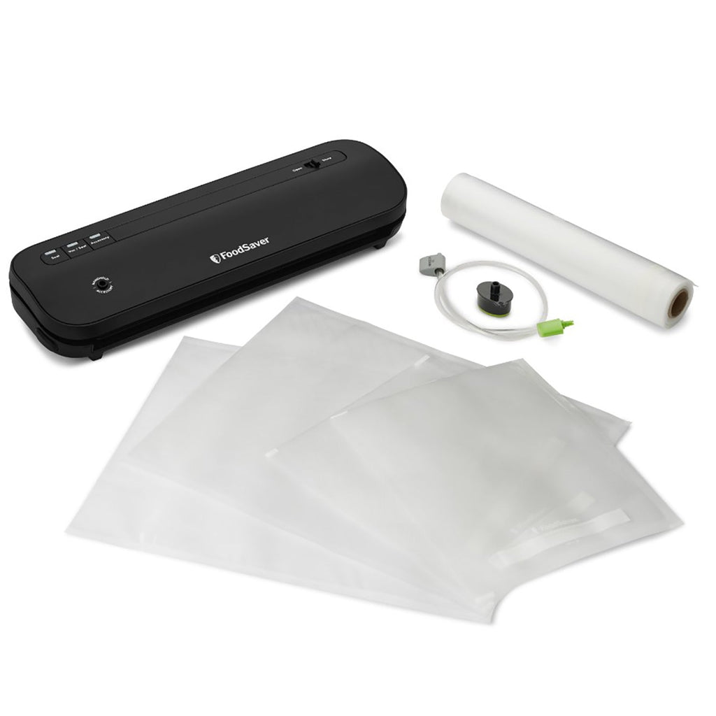 FoodSaver - Compact Vacuum Sealer Machine, Includes 1 Roll and 4 Pre-Cut Bags, Black - - Mounts For Less